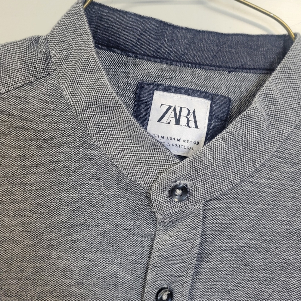 Men's ZARA Gray Short Sleeve Shirt - Picture 4 of 6